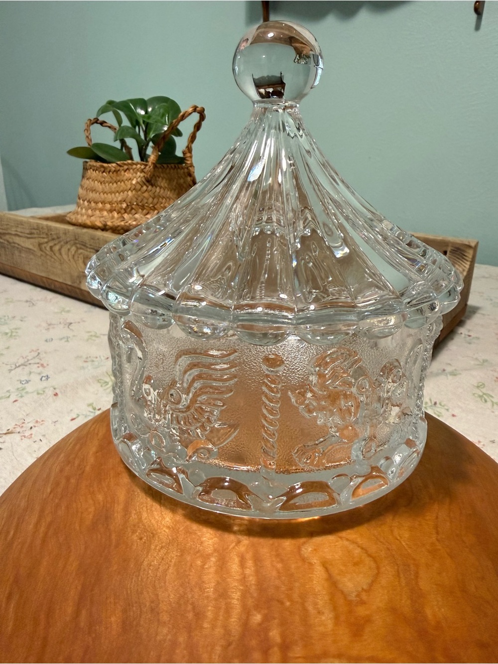 Vintage Goebel Lead Crystal Circus Themed Candy Dish